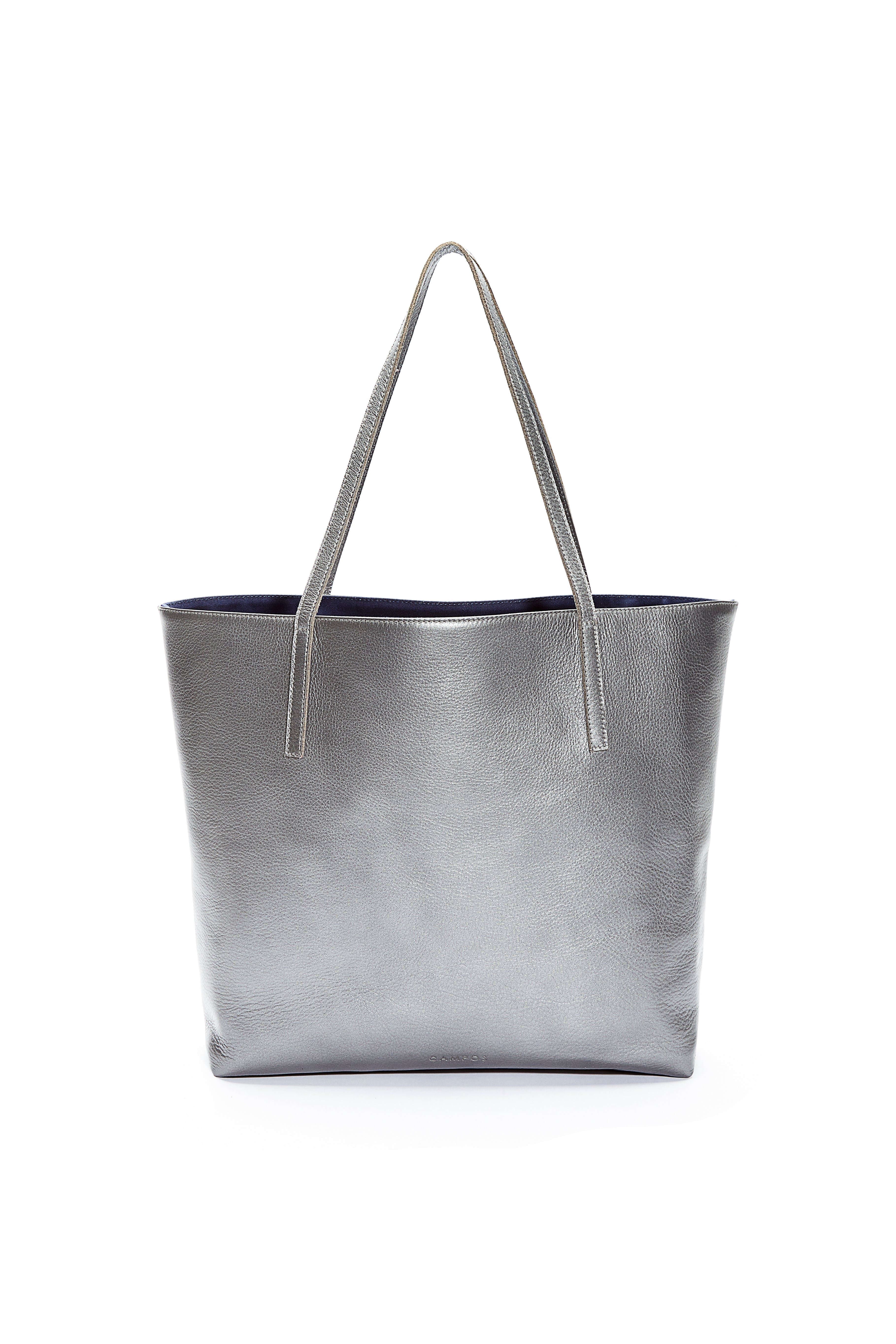 Real Leather Tote Bag Basic Open Leather Tote Open Grey Anthracite