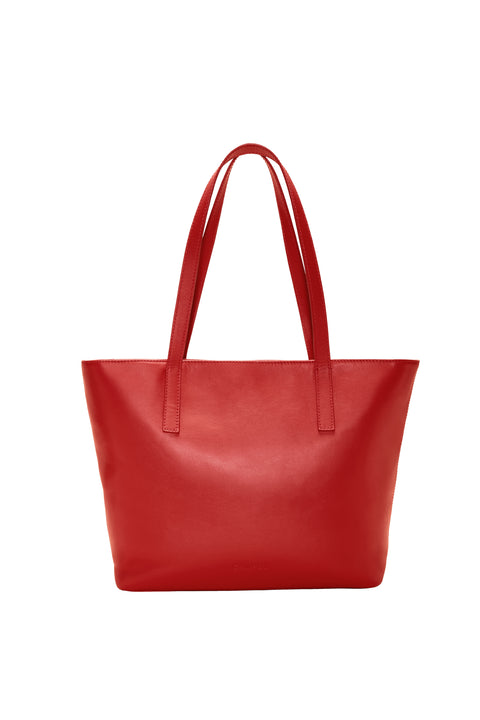 Real Leather Tote Bag with Zipper - Zip 